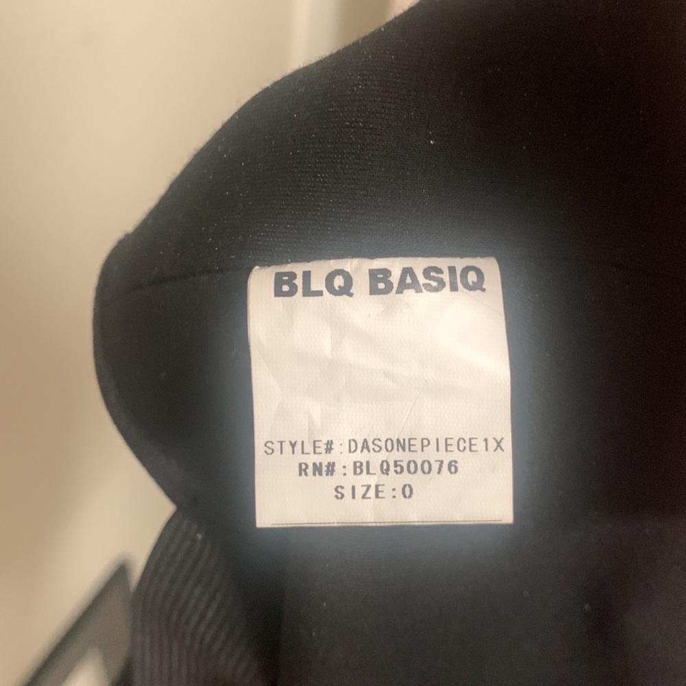 BLQ BASIQ high neck body suit Sz XS black white logo criss cross back like New - Picture 9 of 12